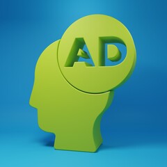 Wall Mural - green advertising icon isolated on blue background. concept of marketing and promotion process. resp