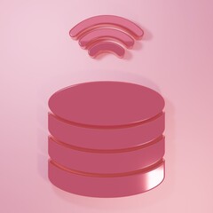Wall Mural - pink smart server, data, web hosting icon isolated on pink background. internet of things concept wi