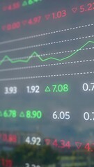Wall Mural - Animation of financial data processing over cityscape
