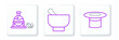 © Oksana - Set line Magician hat, Witch cauldron and magic stone and mortar pestle icon. Vector