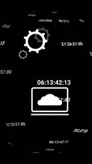 Wall Mural - animation of financial data processing and icons over black background