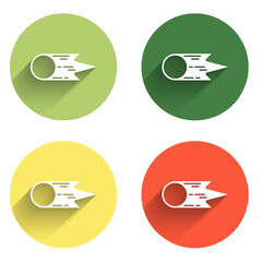 Wall Mural - set comet falling down fast icon isolated with long shadow background. color circle button. vector