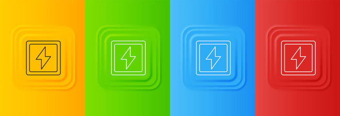 Wall Mural - white lightning bolt icon isolated on colorful background. flash sign. charge flash icon. thunder bo