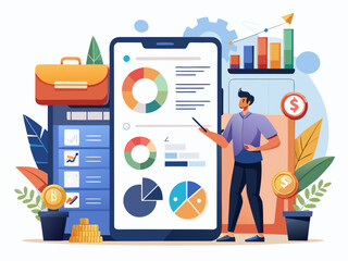 A vector of a personal finance app interface concept design for motion graphic