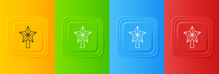 Wall Mural - white christmas star icon isolated on colorful background. merry christmas and happy new year. set i