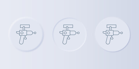 Wall Mural - grey ray gun icon isolated on grey background. laser weapon. space blaster. set icons in square butt