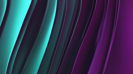 Wall Mural - abstract teal and purple gradient waves with smooth metallic edges