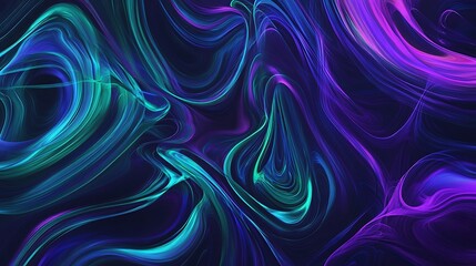 Wall Mural - abstract swirling nebula of teal blue and purple light