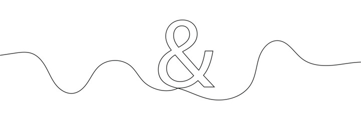 Wall Mural - a single line drawing of ampersand symbol. continuous one line drawing and sign icon. one line icon.