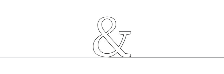 Wall Mural - a single line drawing of ampersand symbol. continuous one line drawing and sign icon. one line icon.