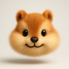 Wall Mural - cute fluffy cartoon animal face