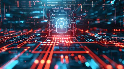 Wall Mural - 4K Cyber security video data protection motion video cyber protection video internet network security video digital protection video cyber security video.