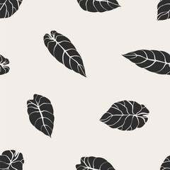 Wall Mural - leaf pattern, seamless repeating print. exotic tropical leaves, endless background design for textil