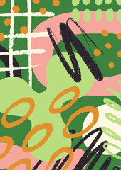 Wall Mural - abstract card design with doodle shapes, brushstrokes, chaotic scribbles. modern-style texture, back