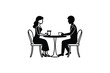 © Hasan Asib - Couple at Cafe Table Silhouette Illustration