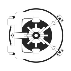 Wall Mural - circular bank vault wheel 2d line object. armored lock safe steel door with locking mechanisms. secu
