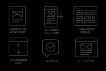 Wireframe prototyping icons for low-fidelity ui design and feedback integration