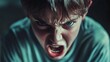 © สมเจตน์ หนูแก้ว - Intense anger expression indoor setting emotional portrait dark background close-up view childhood struggles
