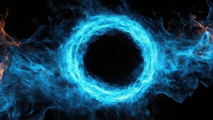 Wall Mural - A blue circle with orange and yellow flames surrounding it. The circle is in the center of the 