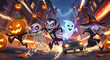 © Ramadhana - Spooky Halloween Night Chase Cartoon Characters' Thrilling Run
