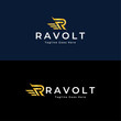 © MUHAMMAD - Elegant R logo Concept: A sophisticated R logo, featuring golden wings, elegantly placed on both a dark navy and black background, creating a versatile and eye-catching visual