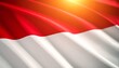 © fauzin idea - Red and white flag with a white stripe. The flag is waving in the wind