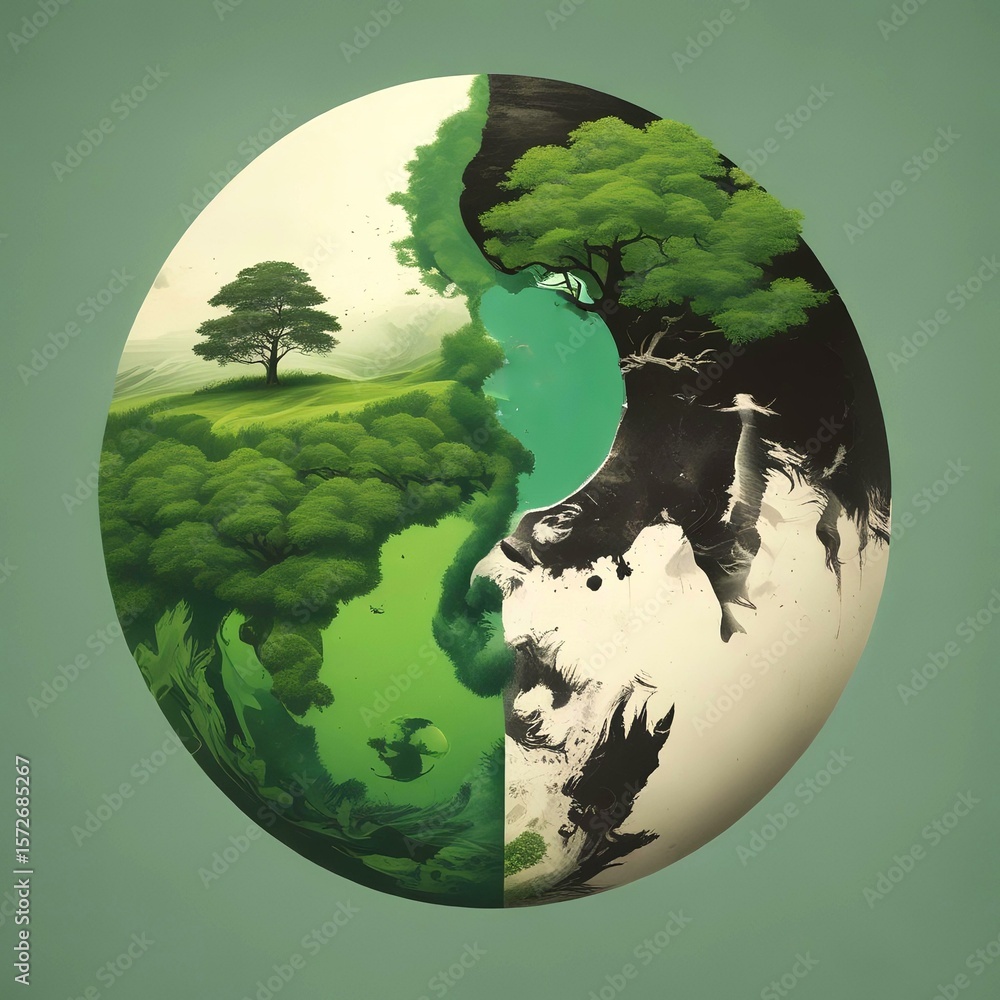 A side-by-side comparison of two Earths — one polluted and dying, the ...