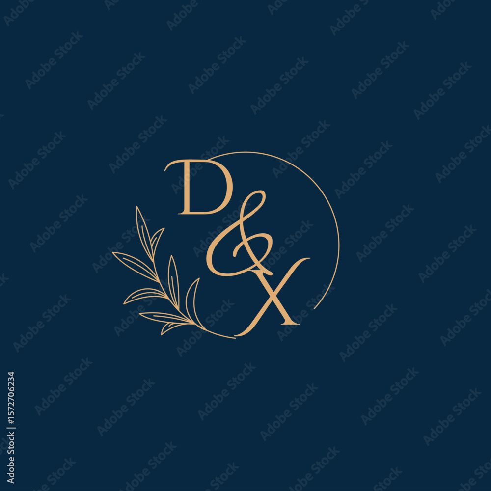DX Initial Wedding Monogram Logo with Minimalistic Style Stock Vector ...