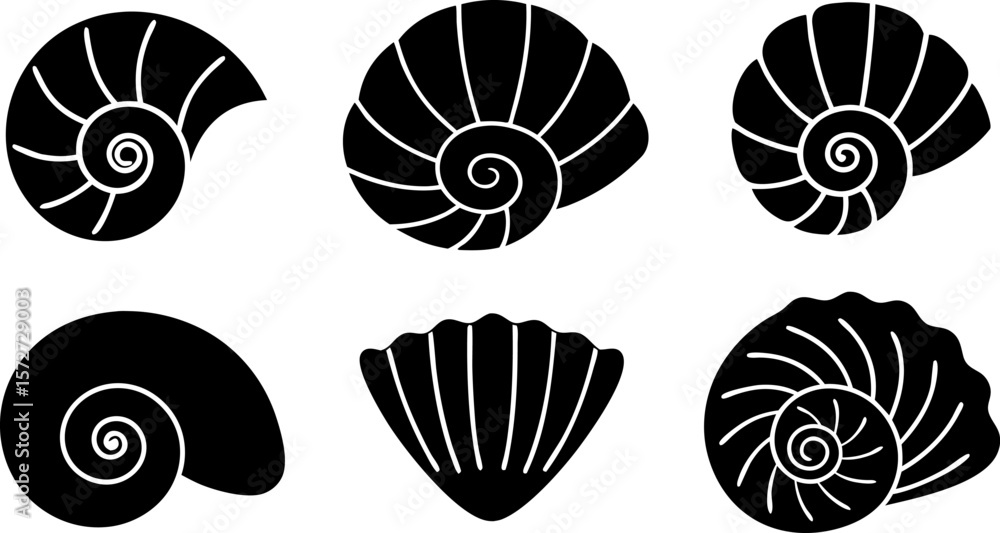 seashell shellfish flat icon for apps and websit (1).eps Stock Vector ...