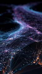 Wall Mural - a mesmerizing digital background illustrating a web of global connectivity. the vibrant nodes symbol