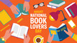 © Muhammad - August national book lovers day illustration celebration reading books and coffee enjoyment