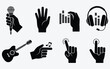 © Vector Mask - Collection of black silhouette icons related to music and technology