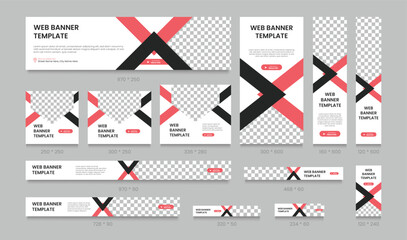 Wall Mural - abstract banner design web template set. modern cover header background for website design, social m