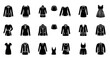 © BUDENGRMX - Set of Vector Icons Collection of Black Clothing Silhouettes Dresses Jackets and Tops. Vector Illustrations. EPS Editable
