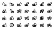 © BUDENGRMX - Set of Vector Icons Collection of Black Excavator Icons Representing Construction and Heavy Machinery. Vector Illustrations. EPS Editable