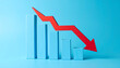 © hardvicore - Minimalist blue graph with red arrow pointing down. Business risk, financial decline and money loss.