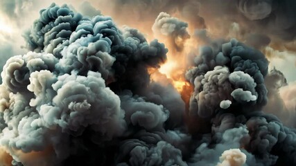 Wall Mural - thick grey smoke fills the entire background