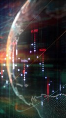 Wall Mural - Stock quotes on the background of the digital planet.