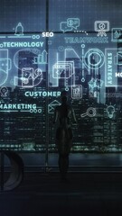 Wall Mural - artificial intelligence organizes business processes in contemporary workspace
