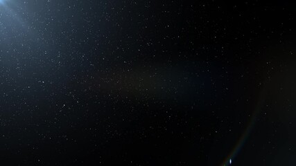 Wall Mural - Natural Organic Dust Particles Floating On Black Background. Dynamic Dust Particles Randomly Float In Space. Shimmering Glittering Dust Particles With Bokeh. Slow motion on Black Background.