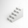 © Shemcko - white themed floating staircase with arrow showing progress and upward growth concept