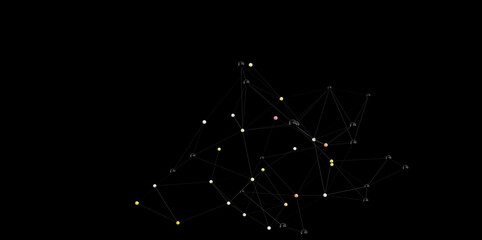 Modern network visualization.  Connecting nodes, global system, data flow.