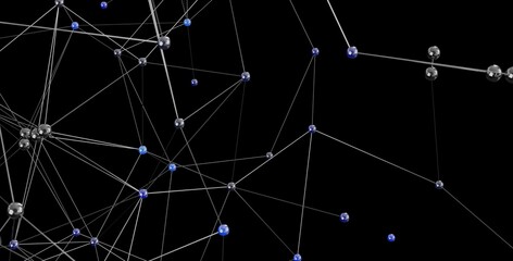 3D rendering of a network connection with nodes and lines.  Great for technology, connection, and communication concepts.