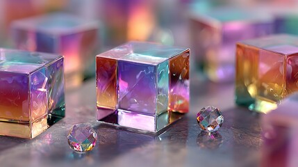 Abstract 3D background wallpaper with glass hologram

