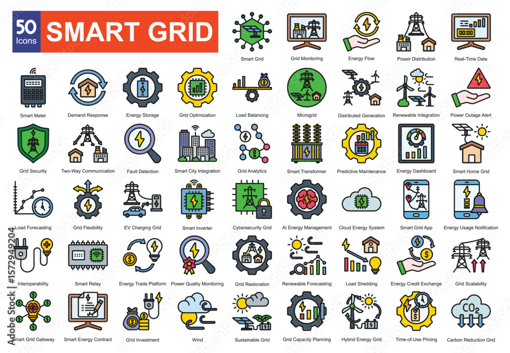 Smart grid Stock Vector | Adobe Stock