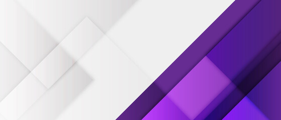 Wall Mural - white and purple modern abstract wide banner with geometric shapes