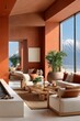 © Georgii - Modern interior with earthy tones and mountain view