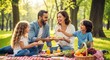 © Tgad - Joyful Family Picnic Outdoors Enjoying Healthy Food Together in a Sunlit Park on a Beautiful Summer Day
