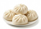 Steamed buns on a Plate on white background 