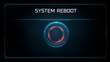 © Mr.Spy - A dark digital screen displays 'SYSTEM REBOOT' with a glowing blue and red circular loading animation, representing a futuristic computer or operating system restart.